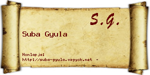 Suba Gyula névjegykártya